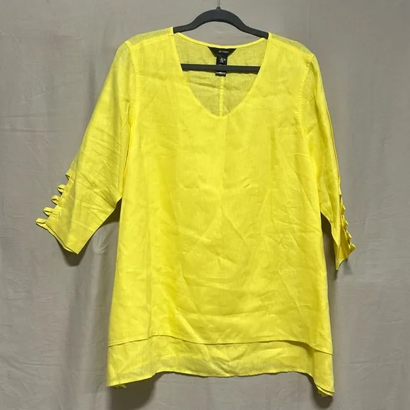 Ali Miles linen yellow tunic top / Size L / Box 5-35 - Picture 1 of 8
